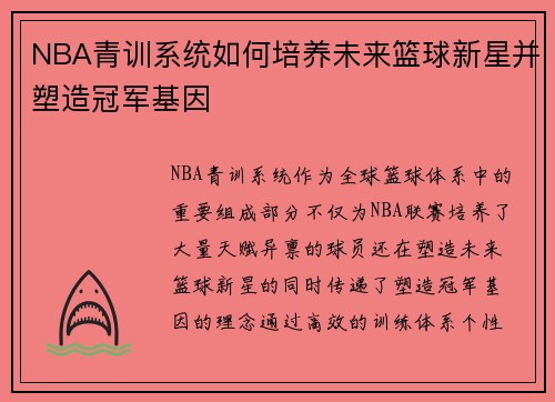 NBA青训系统如何培养未来篮球新星并塑造冠军基因 NBA青训系统如何培养未来篮球新星并塑造冠军基因